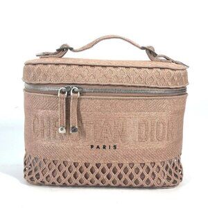 Christian Dior Logo Mesh Vanity Bag Bag Hand Bag Canvas pink
